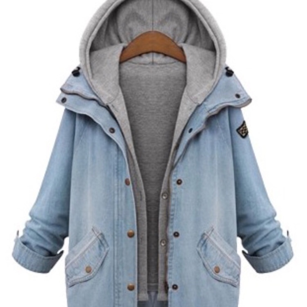 *NEW* Two piece hooded boyfriend denim jacket